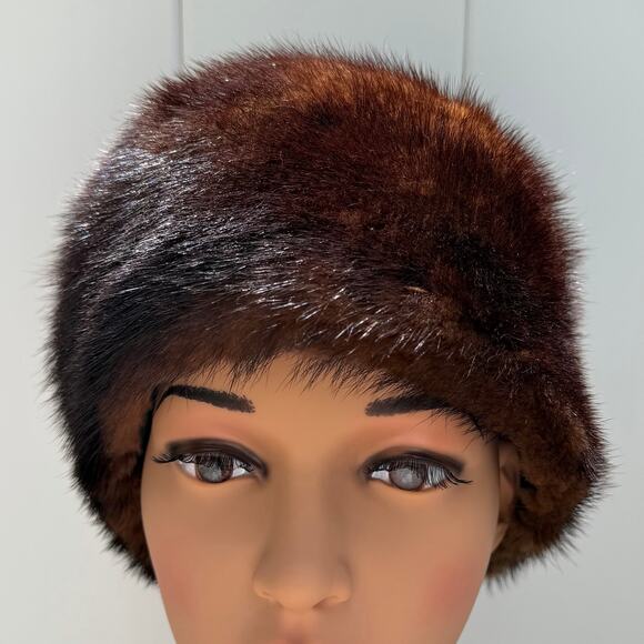 Vintage 60s Genuine Mink Fur Women’s Jackie Kennedy Brown Demi Buff Pillbox Hat main image 7